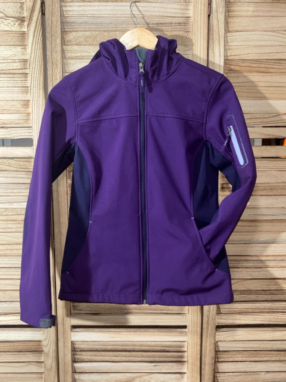 Free Tech Women’s Fitted Athletic Full Zip Jacket Purple Navy Size XS